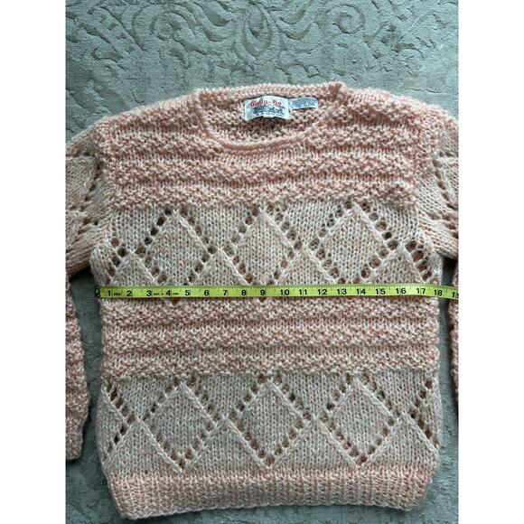 Vintage Tally-Ho Women’s Sweater Pink Diamond Knit Pullover Small 80s Style - Picture 4 of 6